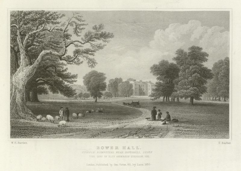 Bower Hall, Steeple Bumpstead, nabij Haverhill, Essex, de Zetel van Elly Anderson Stephens, Esquire door William Henry Bartlett