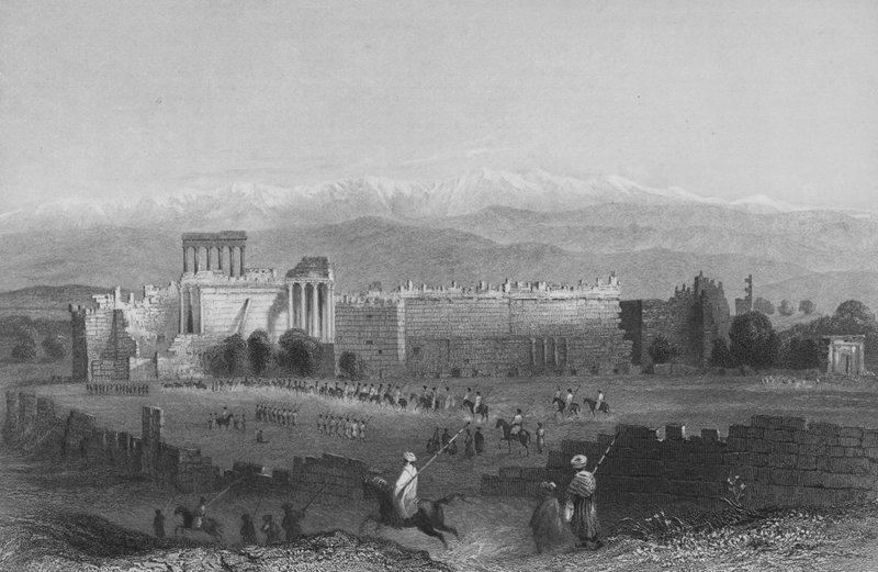 Algemeen uitzicht op Balbec en Anti-Libanon door William Henry Bartlett