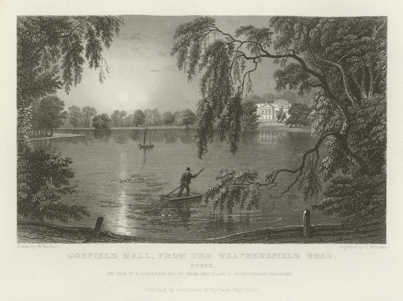 Gosfield Hall, vanaf de Weathersfield Road, Essex, het landgoed van E.G. Barnard, Esquire door William Henry Bartlett