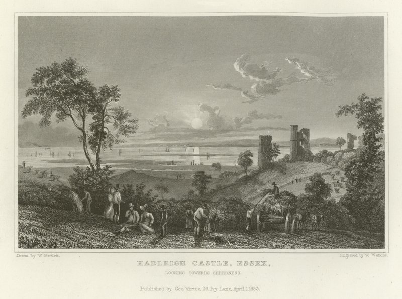 Hadleigh Castle, Essex, kijkend naar Sheerness door William Henry Bartlett