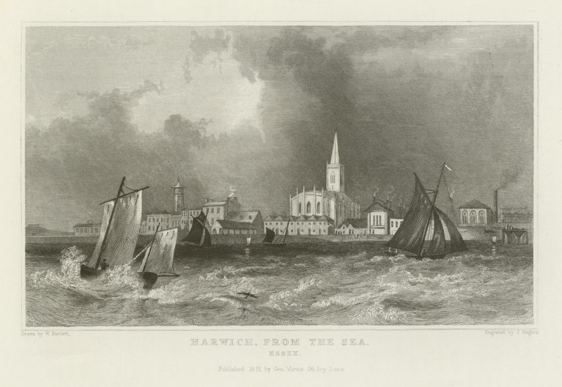 Harwich, vanaf de Zee, Essex door William Henry Bartlett