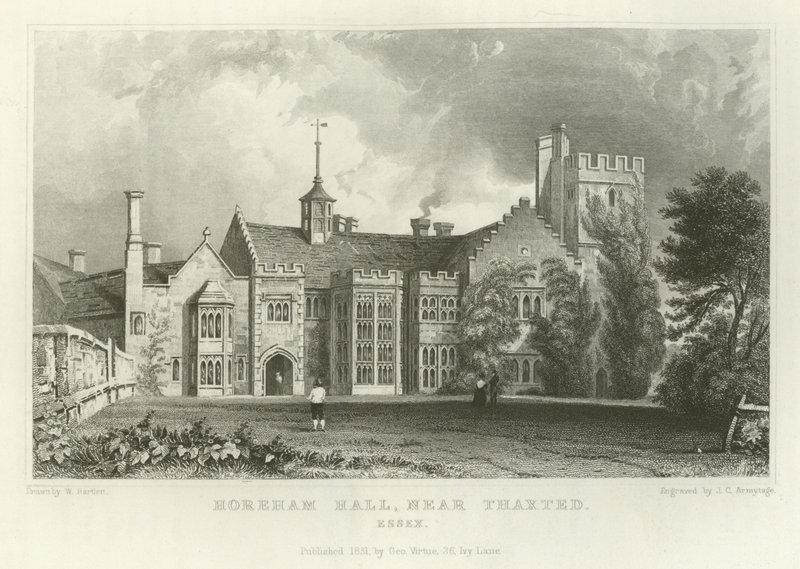 Horeham Hall, nabij Thaxted, Essex door William Henry Bartlett