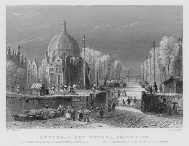 Lutherse Nieuwe Kerk, Amsterdam door William Henry Bartlett