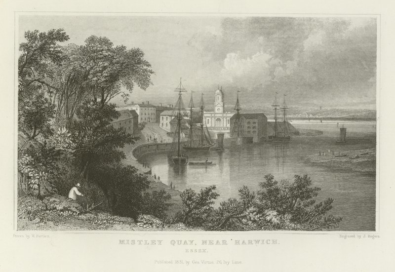 Mistley Quay, nabij Harwich, Essex door William Henry Bartlett