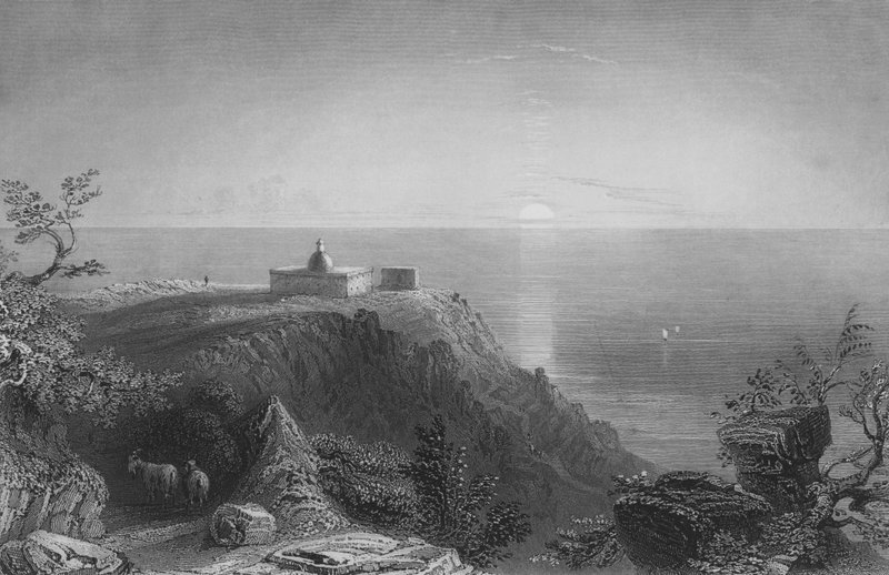 Mount Carmel, kijkend naar de zee door William Henry Bartlett