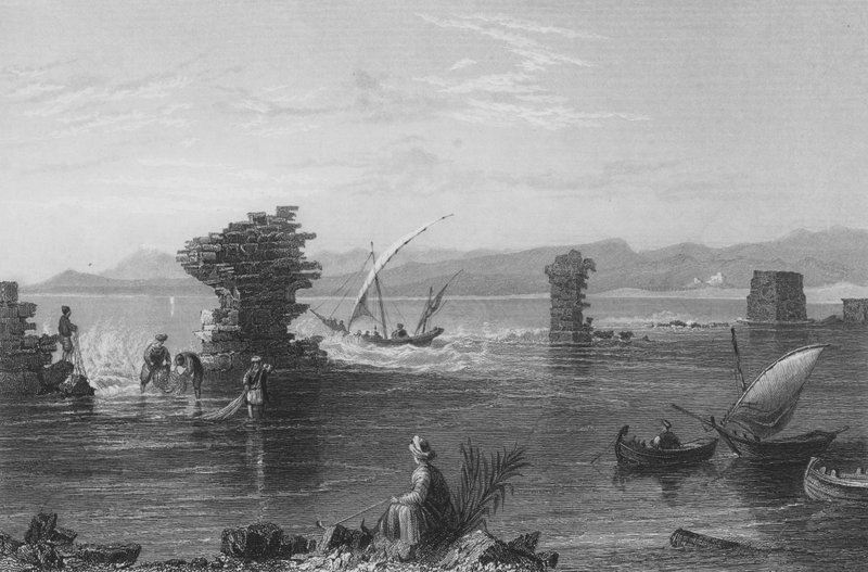 Resten van de haven van Tyrus door William Henry Bartlett