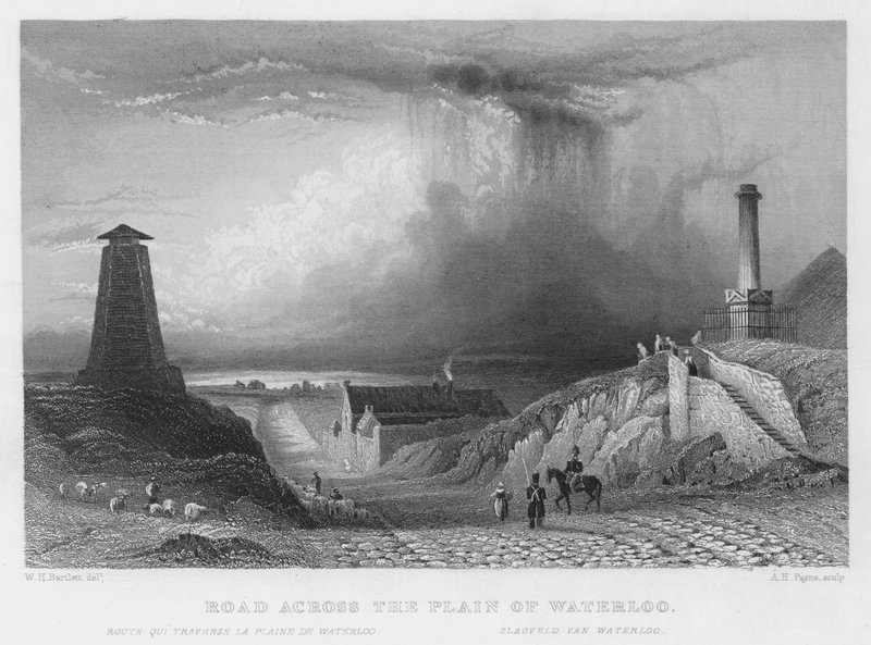 Weg over de Vlakte van Waterloo door William Henry Bartlett