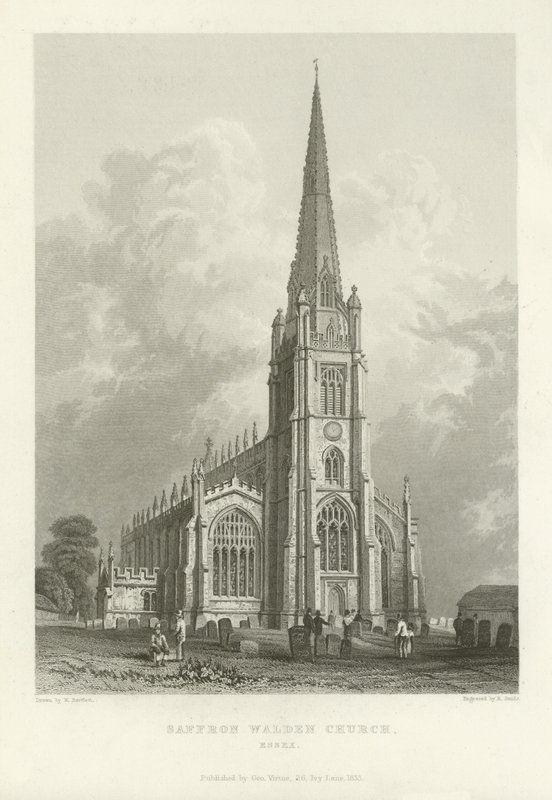 Saffron Walden Kerk, Essex door William Henry Bartlett
