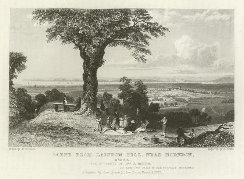 Scène van Laindon Hill, nabij Horndon, Essex door William Henry Bartlett