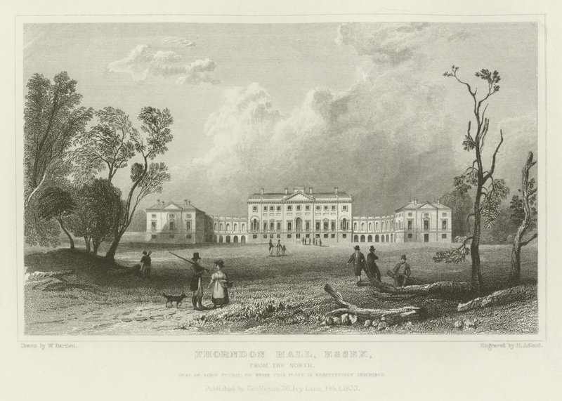Thorndon Hall, Essex, vanuit het Noorden, Zetel van Lord Petrie door William Henry Bartlett
