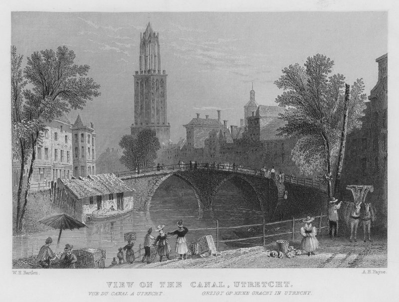 Uitzicht op het Kanaal, Utrecht door William Henry Bartlett