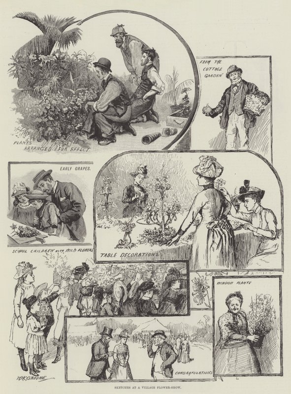 Schetsen op een dorpsbloemenshow door William Henry Charles Groome