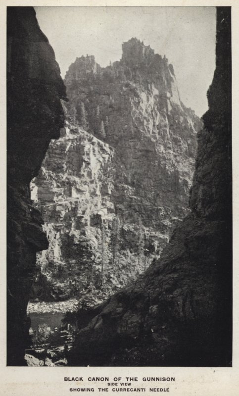 Canyons van Colorado: Zwarte Canon van de Gunnison, zijaanzicht, met de Currecanti-naald door William Henry Jackson