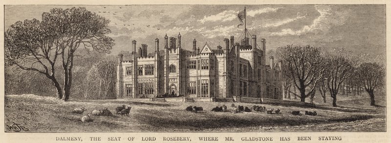 Dalmeny, de zetel van Lord Rosebery, waar Mr. Gladstone verbleef door William Henry James Boot