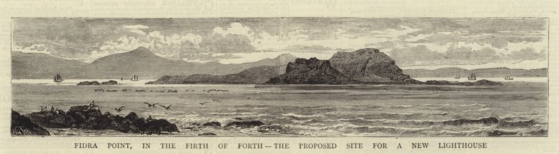 Fidra Point, in de Firth of Forth, de voorgestelde locatie voor een nieuwe vuurtoren door William Henry James Boot