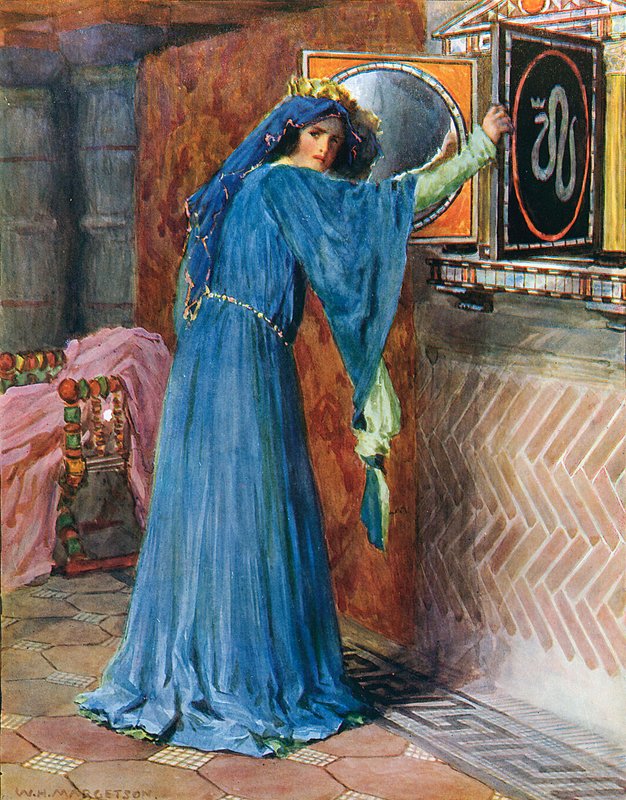 O magische spiegel aan de wand, Wie is de mooiste dame van het land door William Henry Margetson