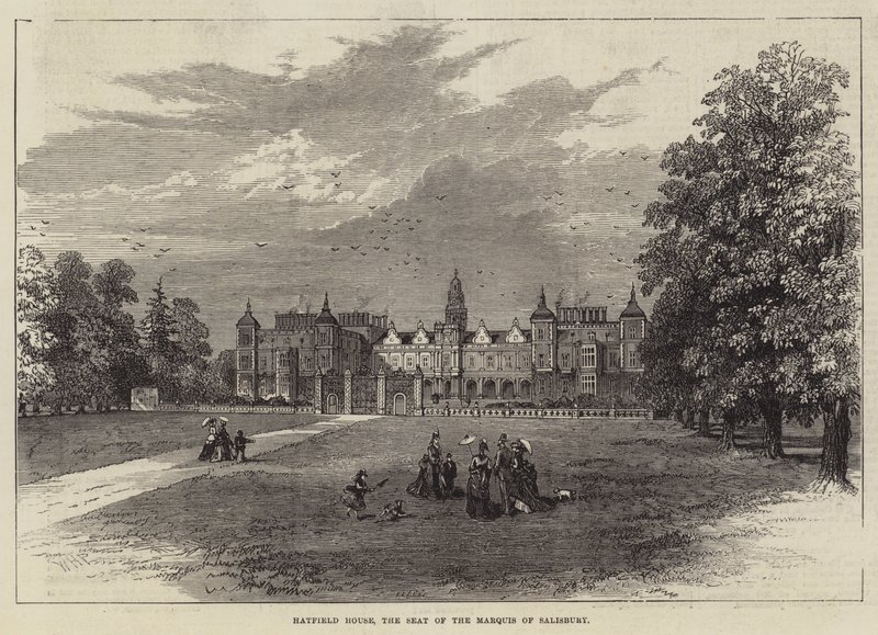 Hatfield House, de Residentie van de Markies van Salisbury door William Henry Pike