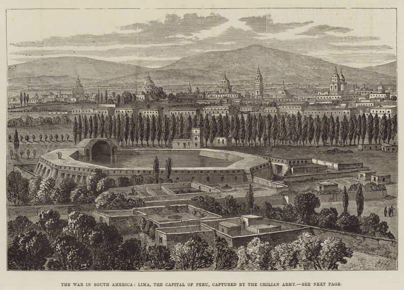 De oorlog in Zuid-Amerika, Lima, de hoofdstad van Peru, veroverd door het Chileense leger door William Henry Pike