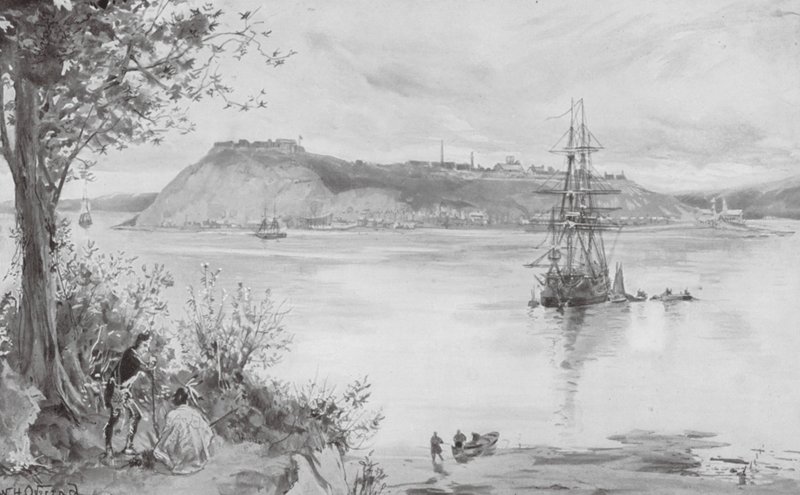 Uitzicht op de stad en het fort van Quebec, AD 1759 door William Heysham (after) Overend