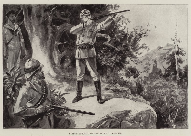 Een Dag Jagen aan de Kust van Albanië door William Heysham Overend