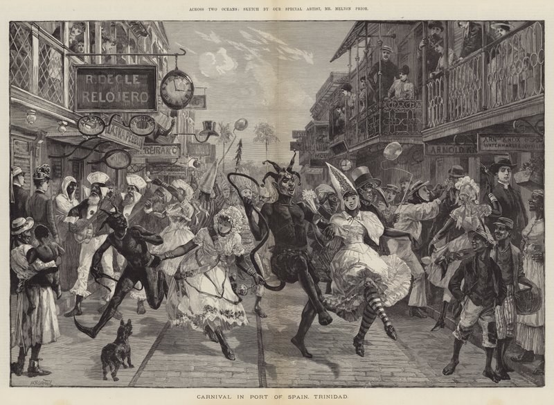 Over twee oceanen, carnaval in Port of Spain, Trinidad door William Heysham Overend