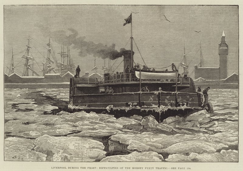 Liverpool tijdens de Vorst, Moeilijkheden van het Mersey Veerbootverkeer door William Heysham Overend