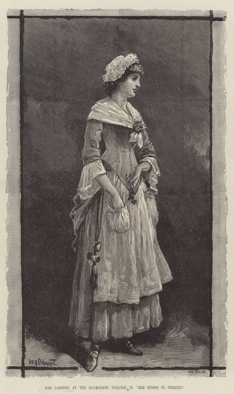 Mevrouw Langtry, in het Haymarket Theatre, in She Stoops to Conquer door William Heysham Overend