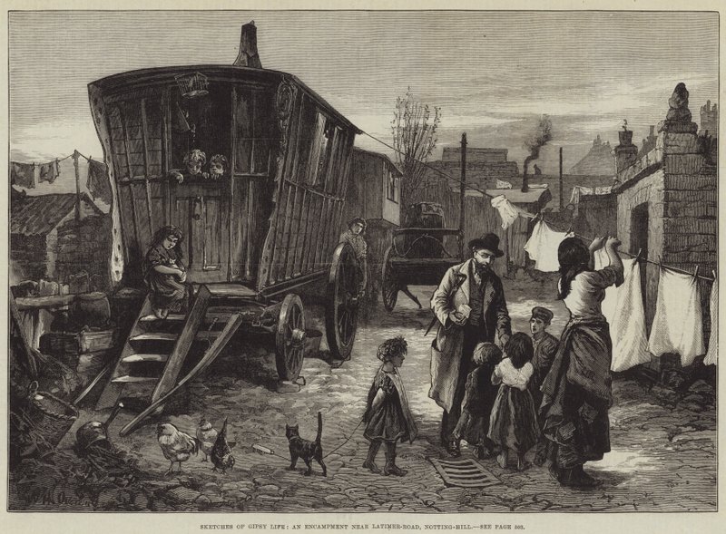 Schetsen van Zigeunerleven, een Kampement nabij Latimer-Road, Notting-Hill door William Heysham Overend
