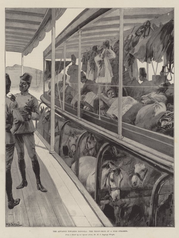 De opmars naar Dongola, het troependek van een Nijl-stoomboot door William Heysham Overend