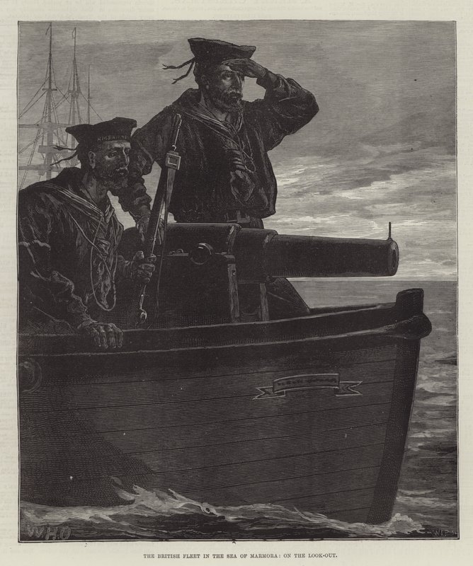 De Britse vloot in de Zee van Marmara, op de uitkijk door William Heysham Overend
