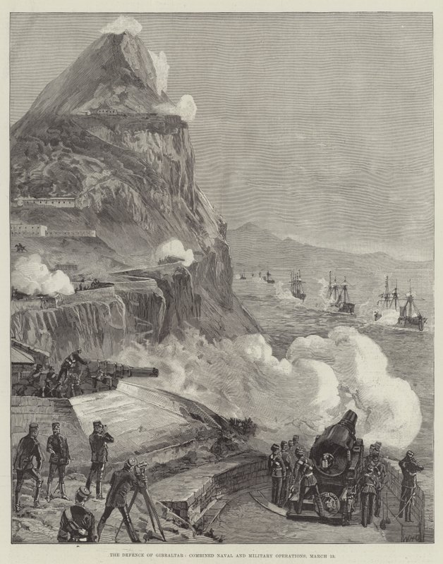 De verdediging van Gibraltar, gecombineerde marine- en militaire operaties, 13 maart door William Heysham Overend
