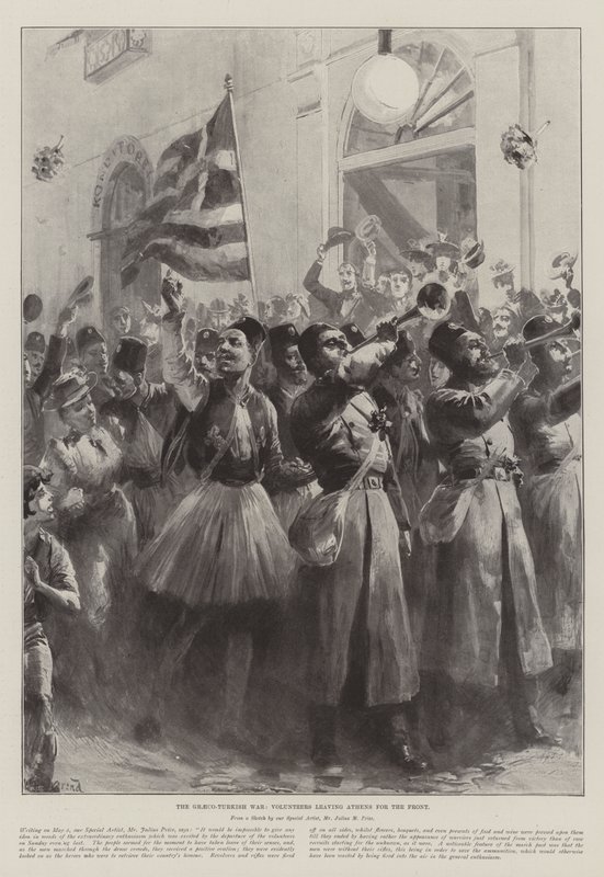 De Grieks-Turkse Oorlog, Vrijwilligers verlaten Athene voor het Front door William Heysham Overend