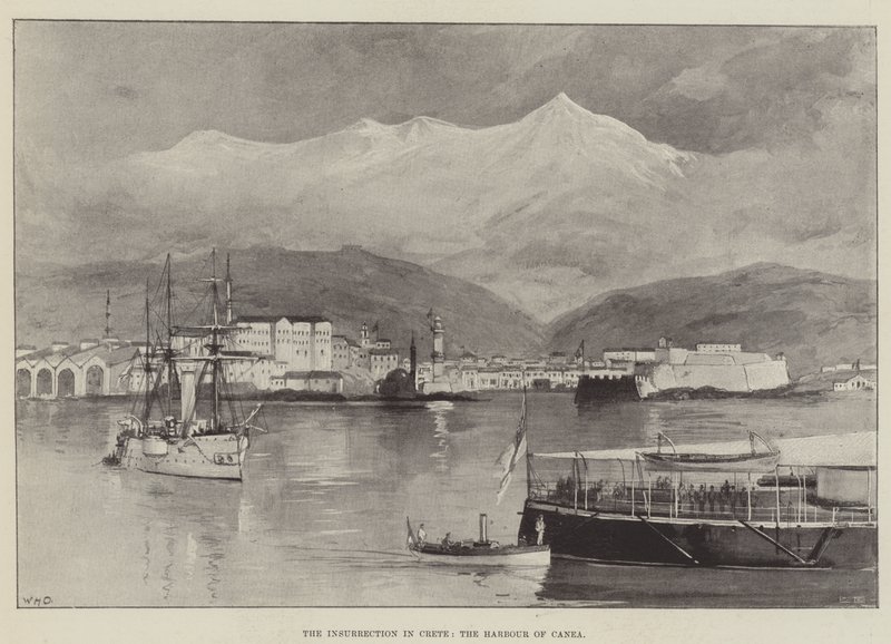 De opstand op Kreta, de haven van Canea door William Heysham Overend
