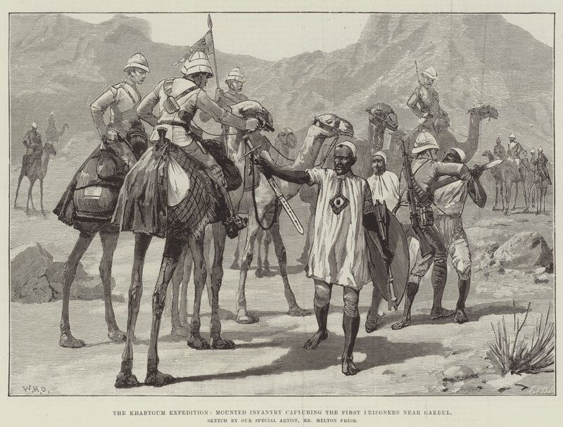 De Khartoum-expeditie, bereden infanterie vangt de eerste gevangenen bij Gakdul door William Heysham Overend