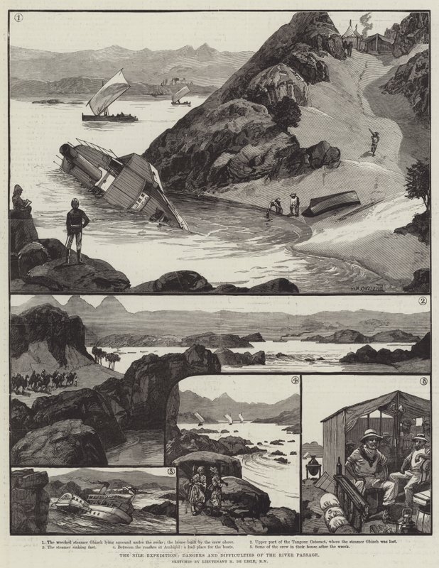 De Nijl-expeditie, gevaren en moeilijkheden van de rivierpassage door William Heysham Overend