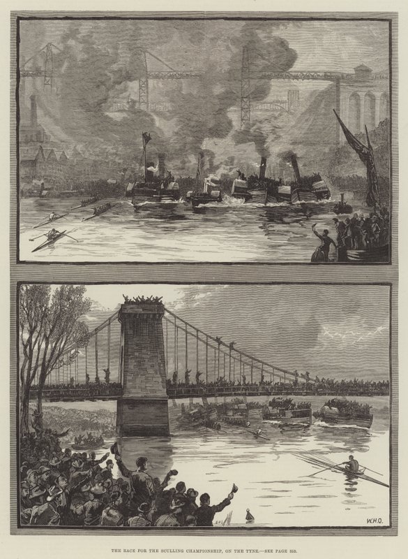 De race voor het scullkampioenschap, op de Tyne door William Heysham Overend