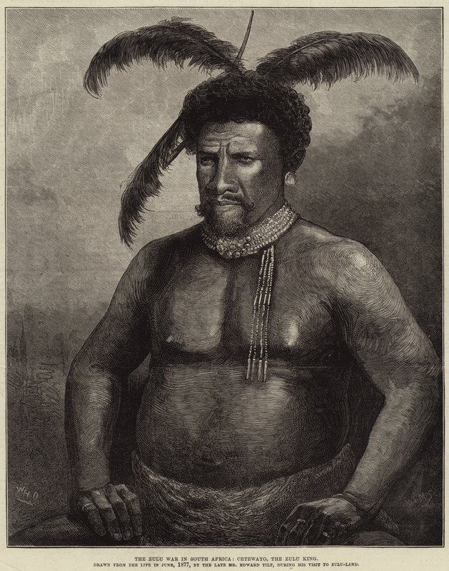 De Zoeloe-oorlog in Zuid-Afrika, Cetewayo, de Zoeloekoning door William Heysham Overend