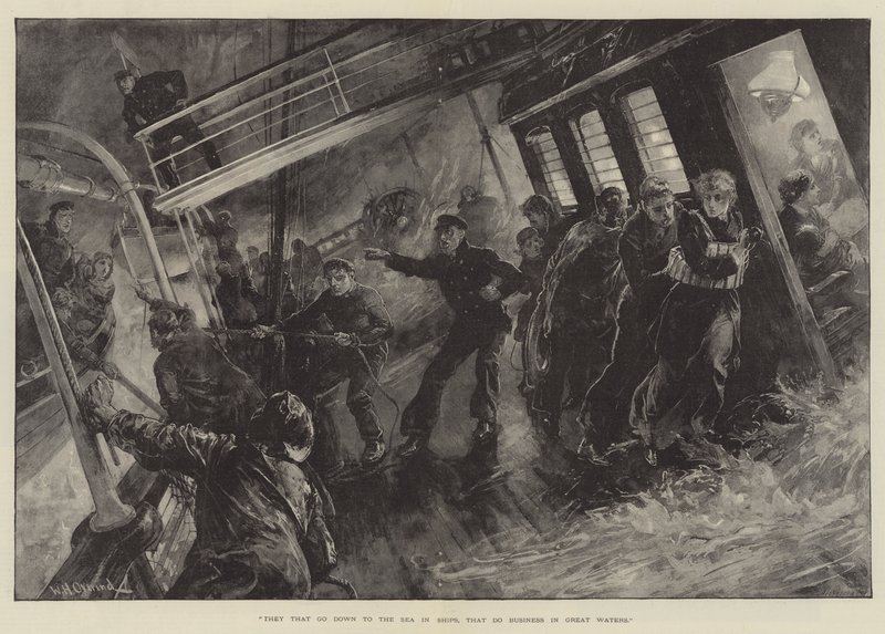 Zij die afvaren naar de zee in schepen, die zaken doen in grote wateren door William Heysham Overend