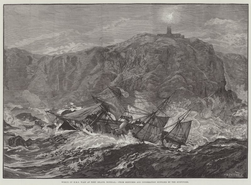 Wrak van HMS Wasp bij Tory Island, Donegal door William Heysham Overend
