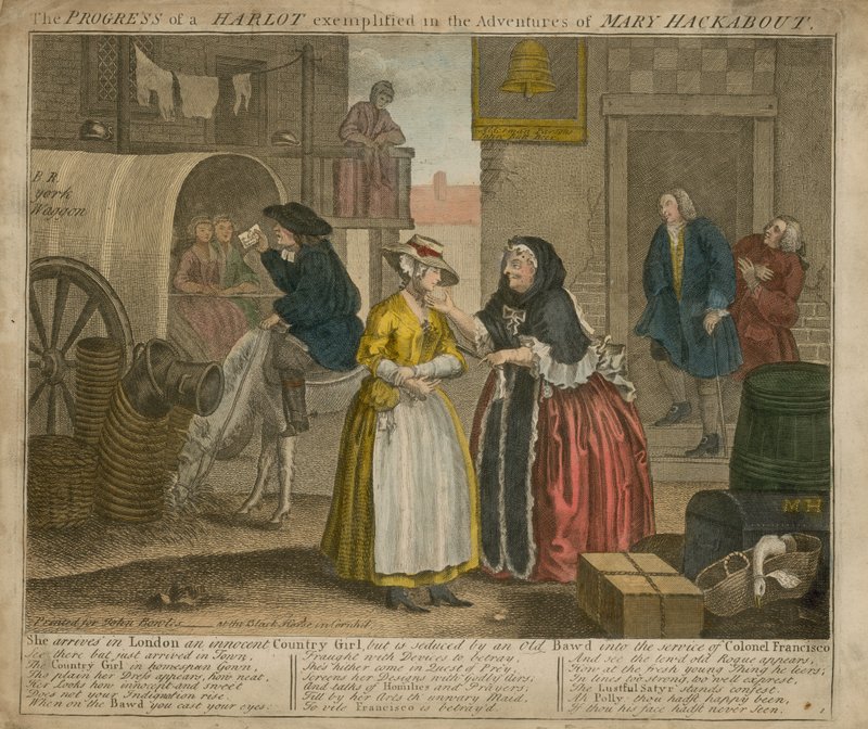 De Voortgang van een Hoer geïllustreerd in de avonturen van Mary Mackabout door William Hogarth
