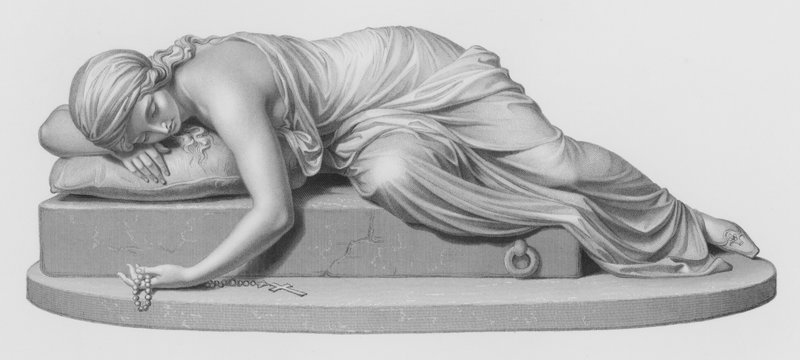 Beatrici Cenci, gegraveerd door W Roffe naar het beeldhouwwerk van Harriet Hosmer door William John Roffe