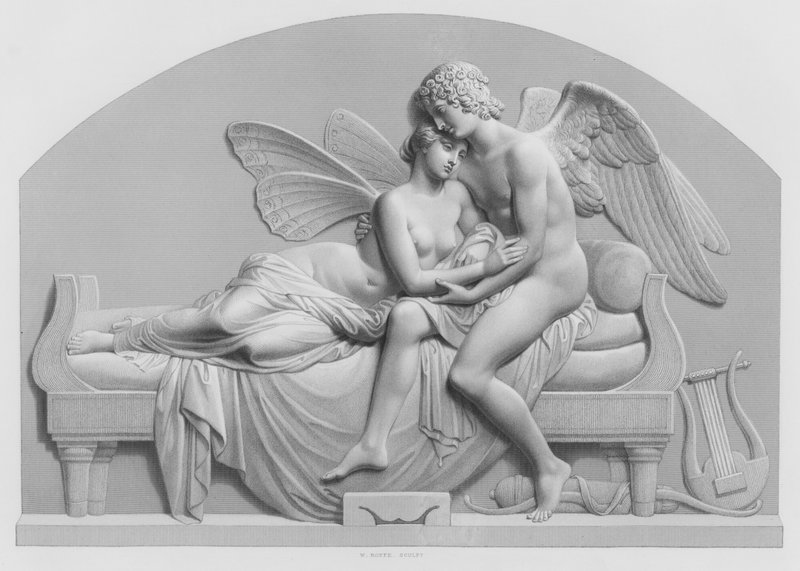 Cupido en Psyche (gravure) door William John Roffe