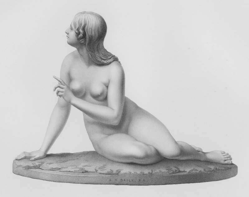 Eva luistert naar de stem (gravure) door William John Roffe