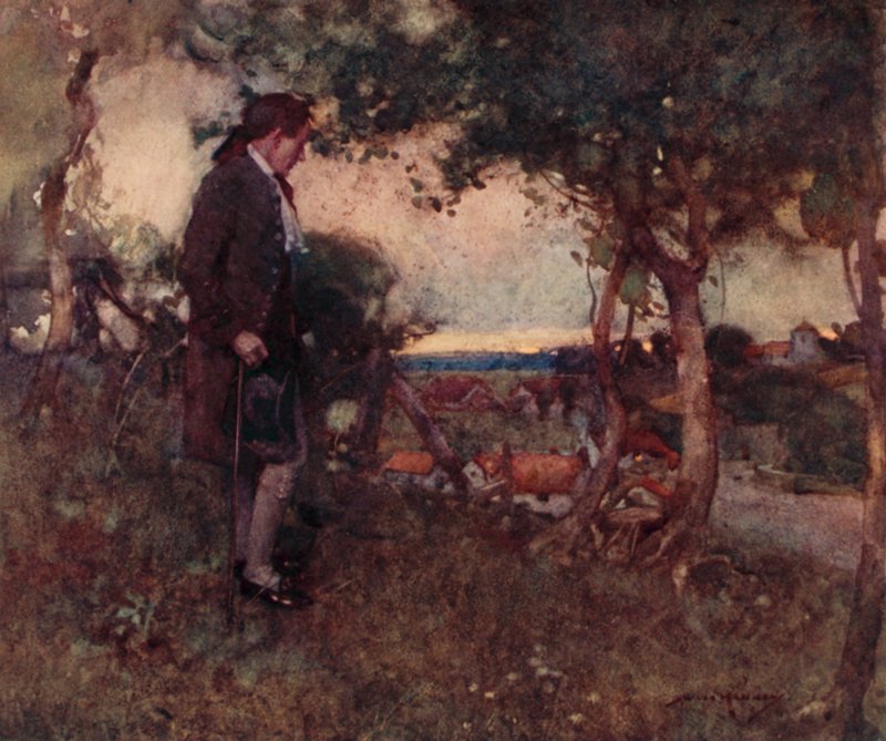 Illustratie voor The Deserted Village door Oliver Goldsmith door William Lee Hankey