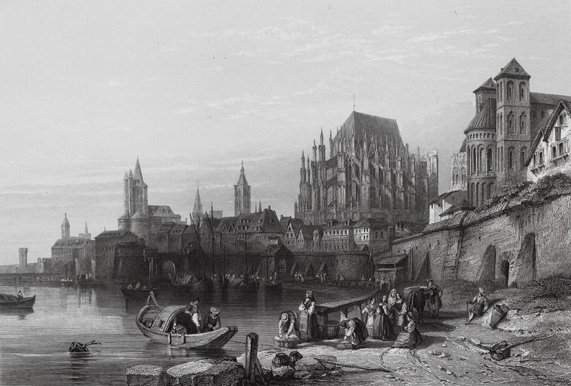 De stad Keulen, aan de Rijn (gravure) door William Leighton (after) Leitch
