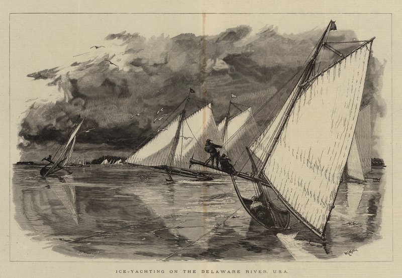 IJsschaatsen op de Delaware River, VS door William Lionel Wyllie