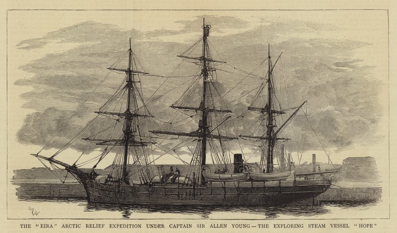De Eira Arctic Relief Expedition onder leiding van kapitein Sir Allen Young, het verkennende stoomschip Hope door William Lionel Wyllie