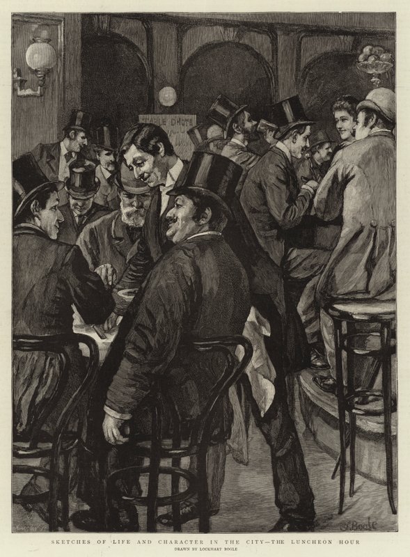 Schetsen van Leven en Karakter in de Stad, het Lunchuur door William Lockhart Bogle