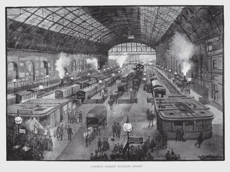Cannon Street Station, Nacht door William Luker