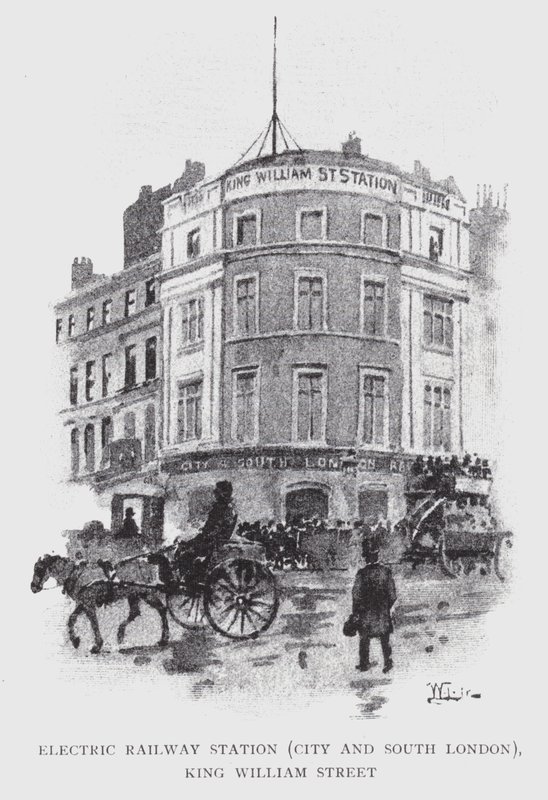 Elektrisch treinstation, City en South London, King William Street door William Luker